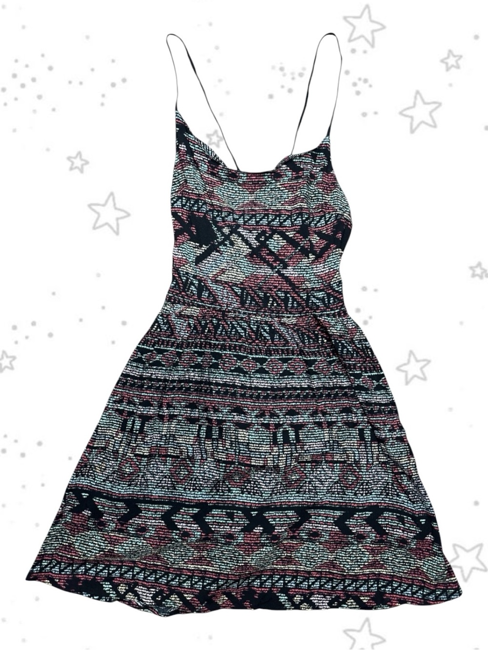 Vintage Wet Seal Colorful Geometric Printed Mini Dress Small